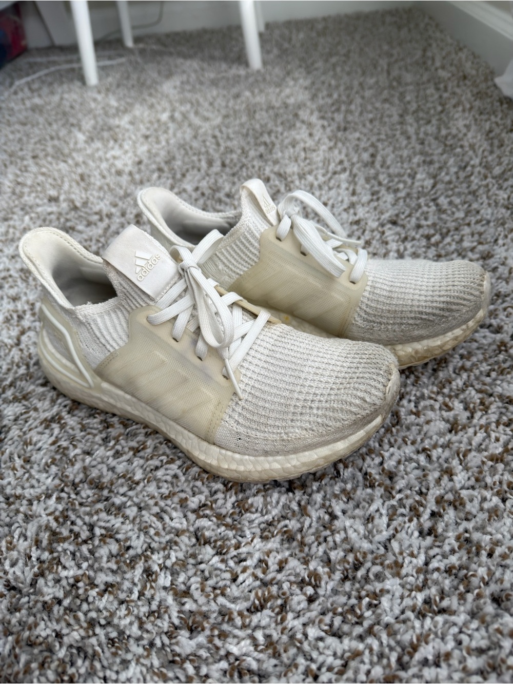 adidas Off-White/Cream UltraBoost Knit Running Shoes